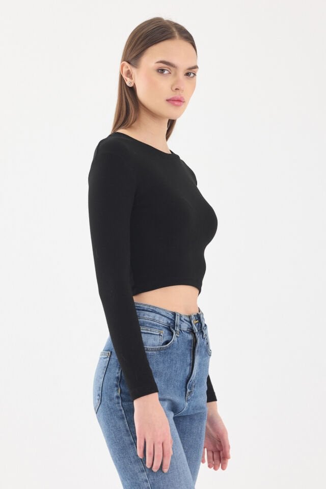 RİKLALI SİYAH CROP