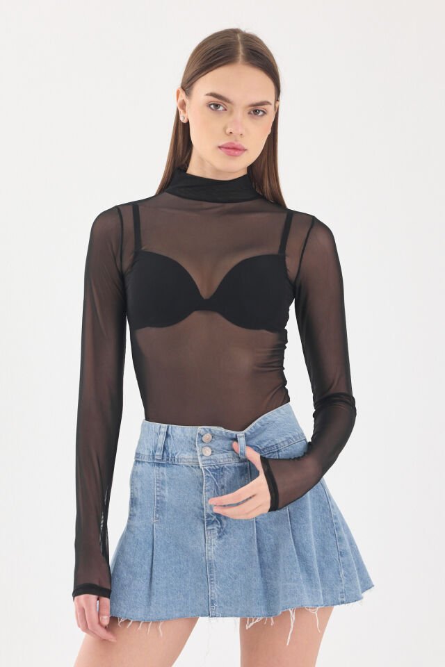 BALIKÇI YAKA TÜL CROP