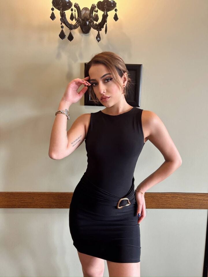 SANDY TOKALI ELBİSE SİYAH