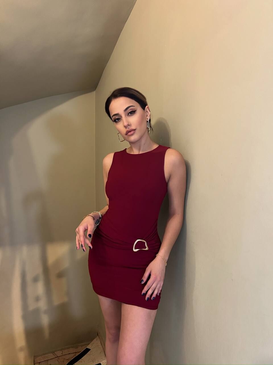 SANDY TOKALI ELBİSE BORDO