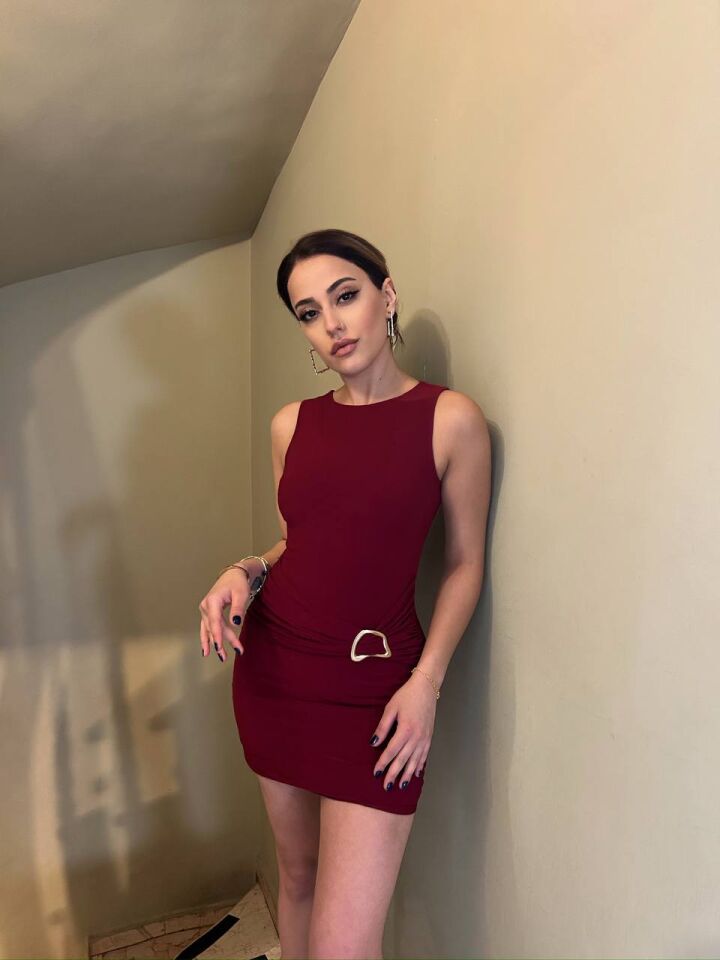 SANDY TOKALI ELBİSE BORDO