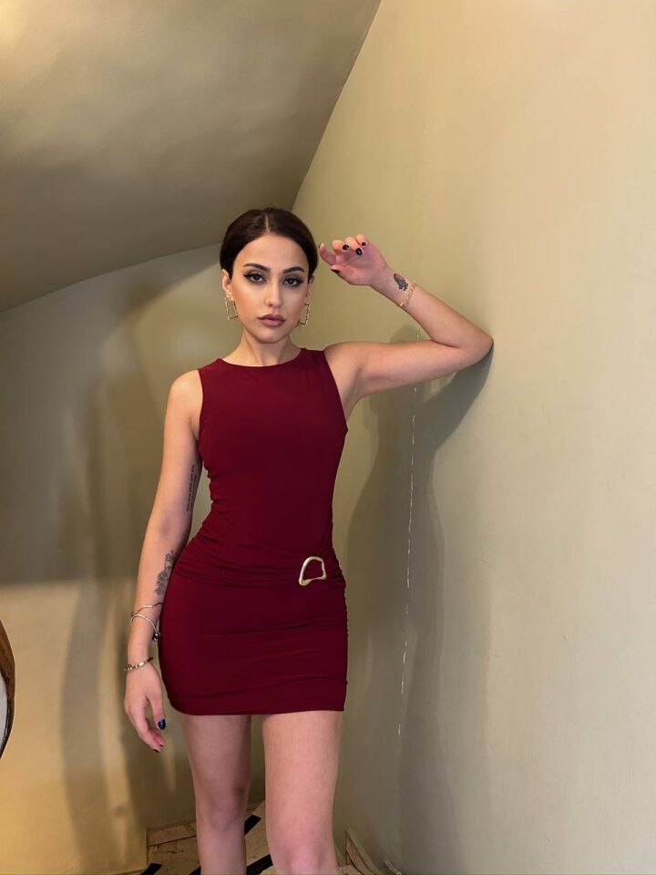 SANDY TOKALI ELBİSE BORDO